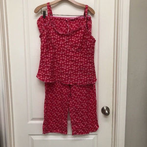 Sleepwear Hot PInk Floral Lacy Large Pajama Set